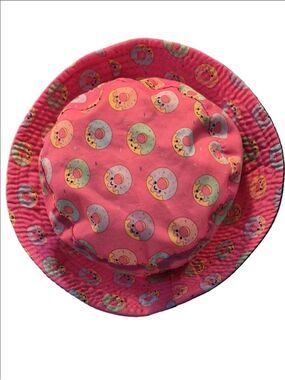 Girls Pink Donut-Print Bucket Hat